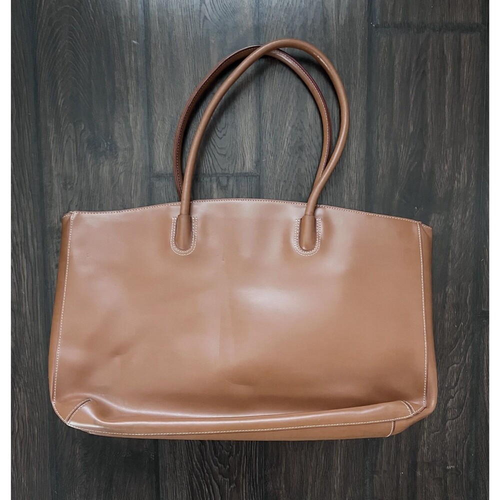 Lodis Audrey Milano Camel Leather Tote Bag Shoulder Laptop Travel Purse - Picture 4 of 11